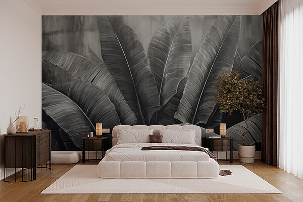 Lush foliage in monochrome tones Wall murals Lush foliage in monochrome tones