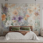 Wall murals Painting of flowers on a white surface