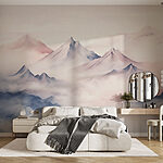 Wall murals Mountain range with clouds