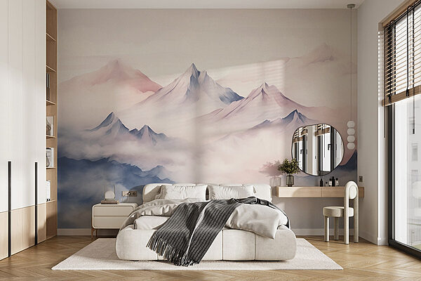 Mountain range with clouds Wall murals Mountain range with clouds