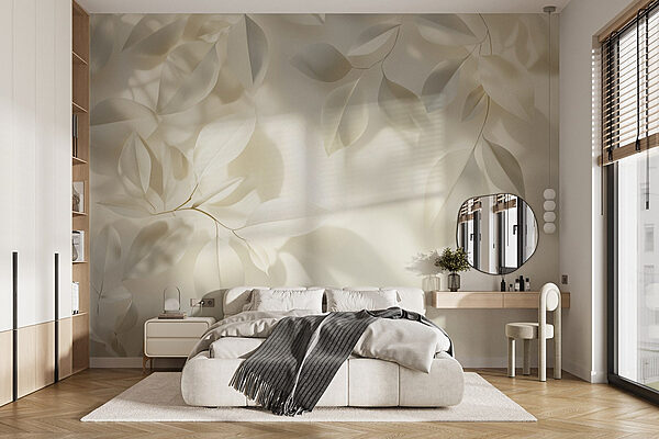 White leaves on a white surface Wall murals White leaves on a white surface