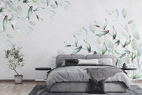 Delicate leaves on a soft backdrop Wall murals Delicate leaves on a soft backdrop