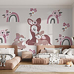 Wall murals Group of deers and flowers