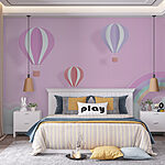 Wall murals Pink background with balloons and a rainbow