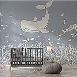 Wall murals Whale and fish swimming in the ocean