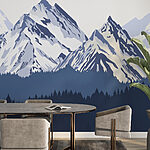 Wall murals Mountain range with trees