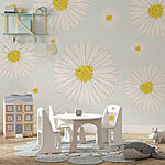 Wall murals Pattern of white and yellow flowers