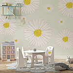 Wall murals Pattern of white and yellow flowers