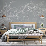 Wall murals White and gray floral pattern