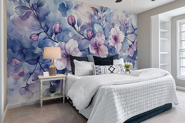 Painting of flowers on a branch Wall murals Painting of flowers on a branch