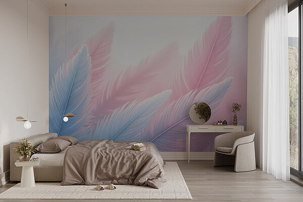 Group of feathers in light Wall murals Group of feathers in light