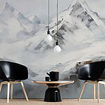 Wall murals Painting of a snowy mountain range