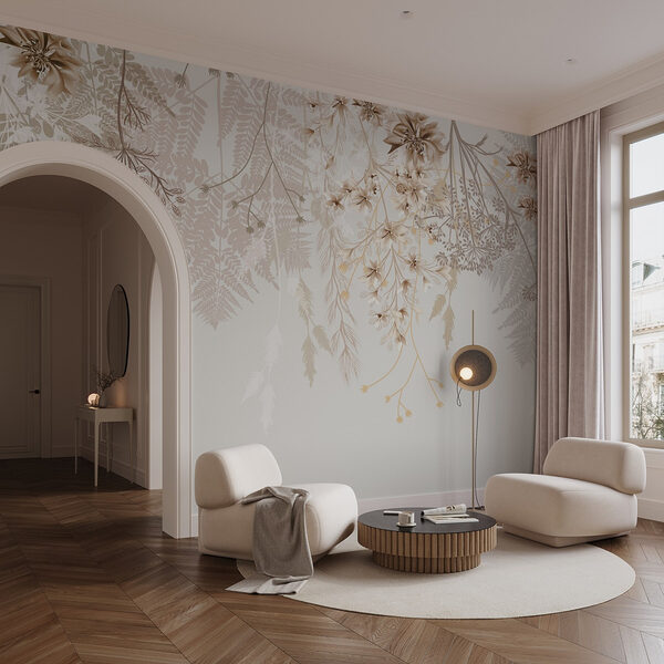 Delicate floral patterns in soft hues Wall mural Delicate floral patterns in soft hues