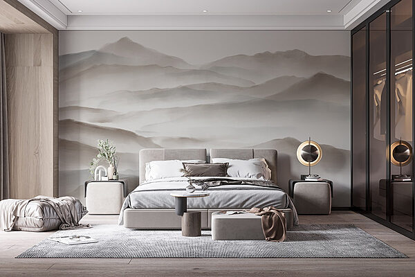 Foggy landscape of hills Wall murals Foggy landscape of hills