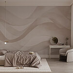 Wall murals White and pink background with wavy lines