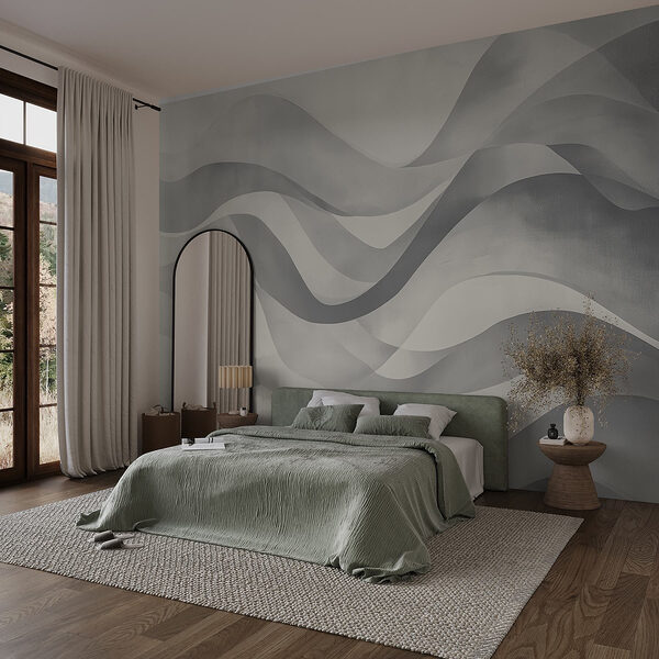 Wall mural Grey and white background with wavy lines (SKU: w08564v1) Wall mural Wall mural Grey and white background with wavy lines (SKU: w08564v1)