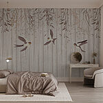 Wall murals Wallpaper with birds flying