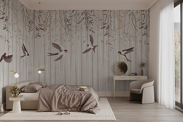 Wallpaper with birds flying Wall murals Wallpaper with birds flying
