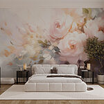 Wall murals Painting of flowers on a white surface
