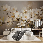 Wall murals Painting of white flowers