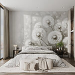 Wall murals Group of dandelions with white flowers