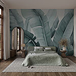 Wall murals Lush leaves in a serene composition
