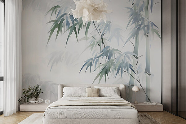 Gentle bamboo in soft hues Wall murals Gentle bamboo in soft hues