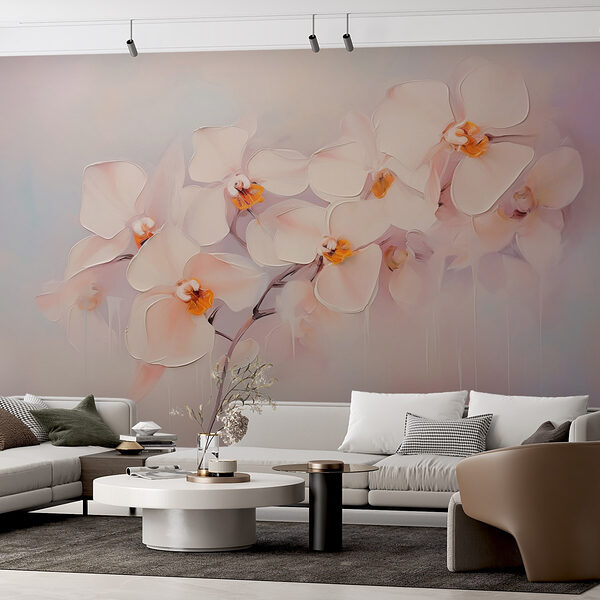 Painting of white flowers Wall murals Painting of white flowers