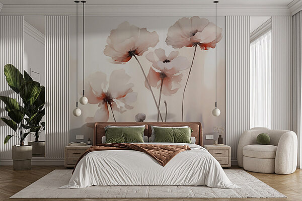 Group of flowers on stems Wall murals Group of flowers on stems