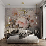 Wall murals Painting of flowers on a white surface