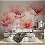 Wall murals Painting of flowers on a white background