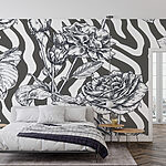 Wall murals Black and white drawing of roses