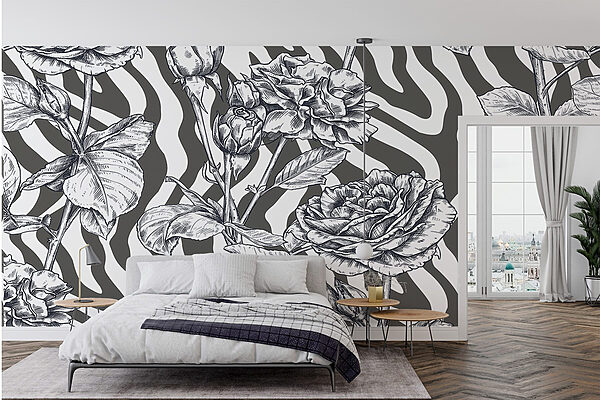 Black and white drawing of roses Wall murals Black and white drawing of roses