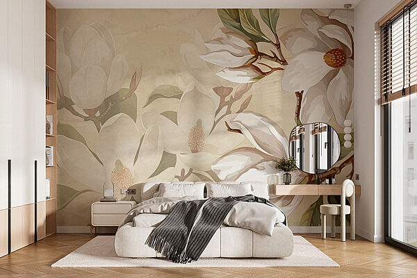 Delicate blooms in soft tones Wall murals Delicate blooms in soft tones