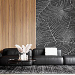 Wall murals Pattern of leaves on a grey background