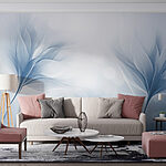 Wall murals Gentle leaves in soft hues