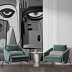 Wall murals Black and white picture of a face