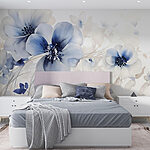 Wall murals Painting of flowers on a white background