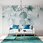 Wall murals Transparent flowers with leaves