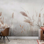 Wall murals Soft grasses in a misty landscape