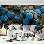 Wall murals Blue and black football ball