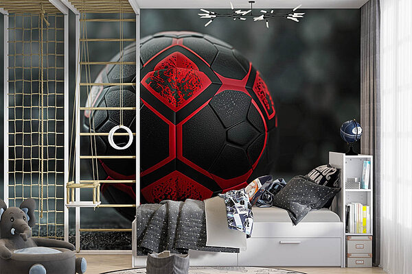 Black and red football ball Wall murals Black and red football ball