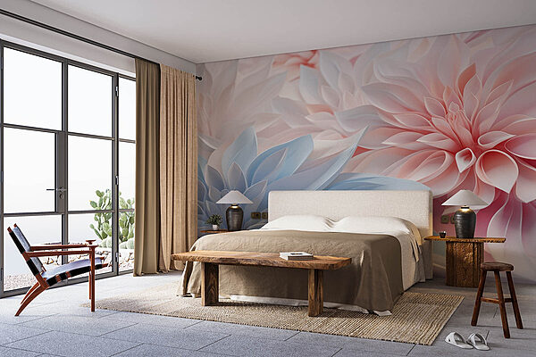 Beautiful pastel paper flower arrangement Wall murals Beautiful pastel paper flower arrangement