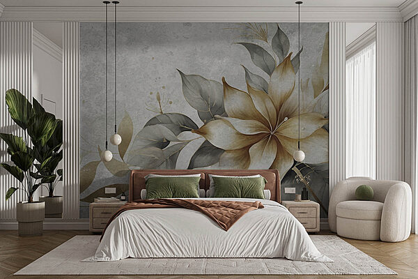 Wall murals Delicate floral arrangement on soft tones