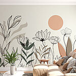 Wall murals Drawing of flowers and leaves