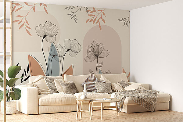 Floral elegance in soft hues Wall murals Floral elegance in soft hues