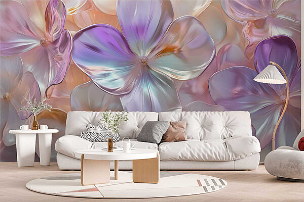 Group of flowers on a surface Wall murals Group of flowers on a surface
