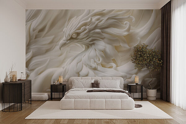 White bird statue with feathers Wall murals White bird statue with feathers