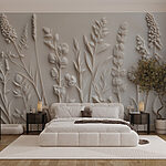 Wall murals White flower and leaf design