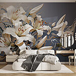 Wall murals Delicate lilies in graceful arrangement